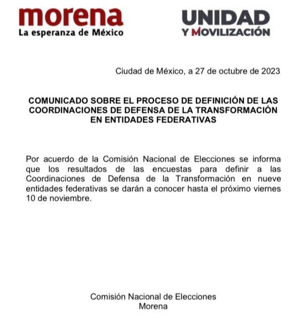 Será hasta el 10 de noviembre cuando definan candidato a Gobierno en Puebla.