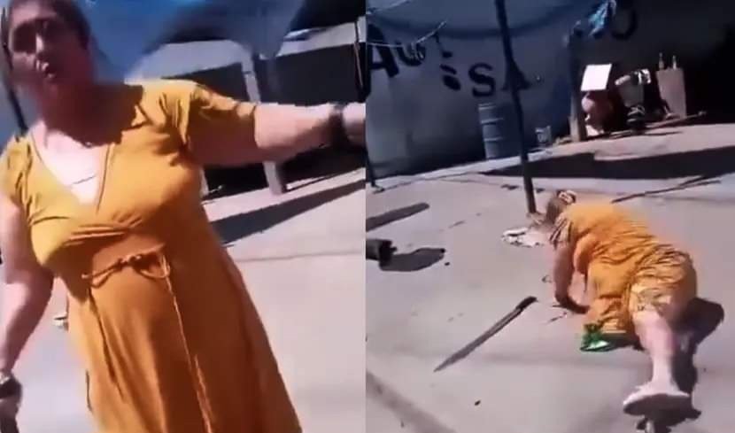 Mujer Amenaza con Machete a Trabajadores de CFE Que Iban a Cortarle la Luz.