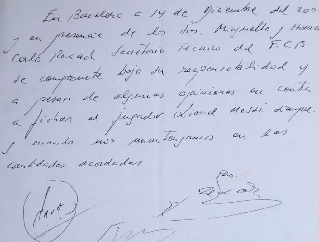 La Servilleta Para Fichar a Messi con Barcelona a los 13 años se Subasta en Casi un Millón de Dólares.