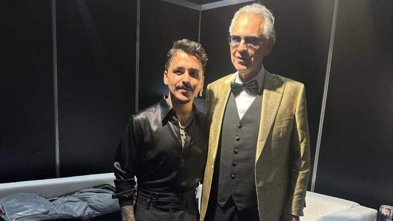 Invitado Especial, Christian Nodal Cantó con Andrea Bocelli en Concierto.