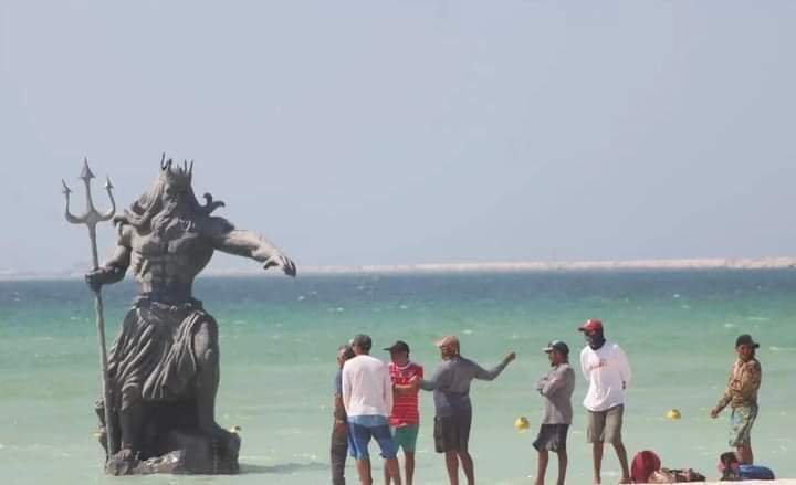 Culpan en Yucatán a Estatua de Poseidón Por Tormentas.