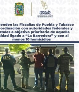 Peligroso criminal de “La Barredora” cae en Puebla y es entregado a autoridades de Tabasco