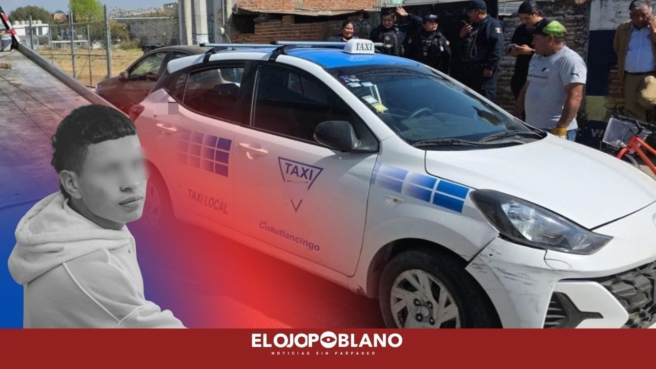 Escuincle de 15 años roba taxi y balea a poli en Coronango