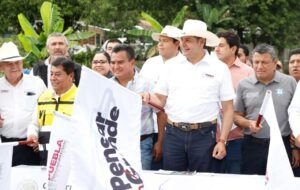 Llega módulo de pavimentación a la Sierra Norte con apoyo de PEMEX