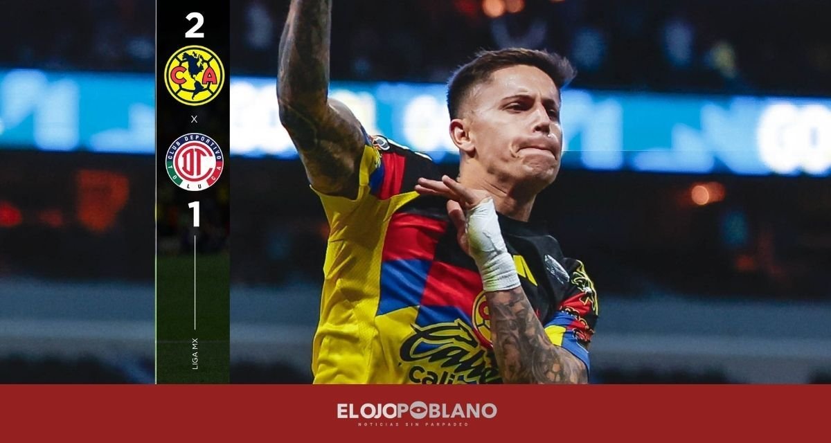 América vence 2-1 a Toluca con doblete de Brian Rodríguez