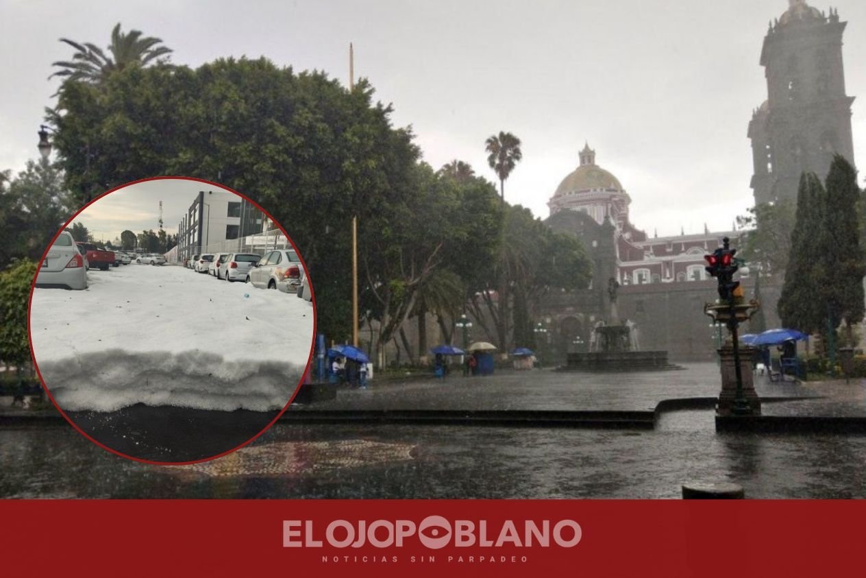 Poblanos sacan hielo de casas luego de granizada histórica en la captal