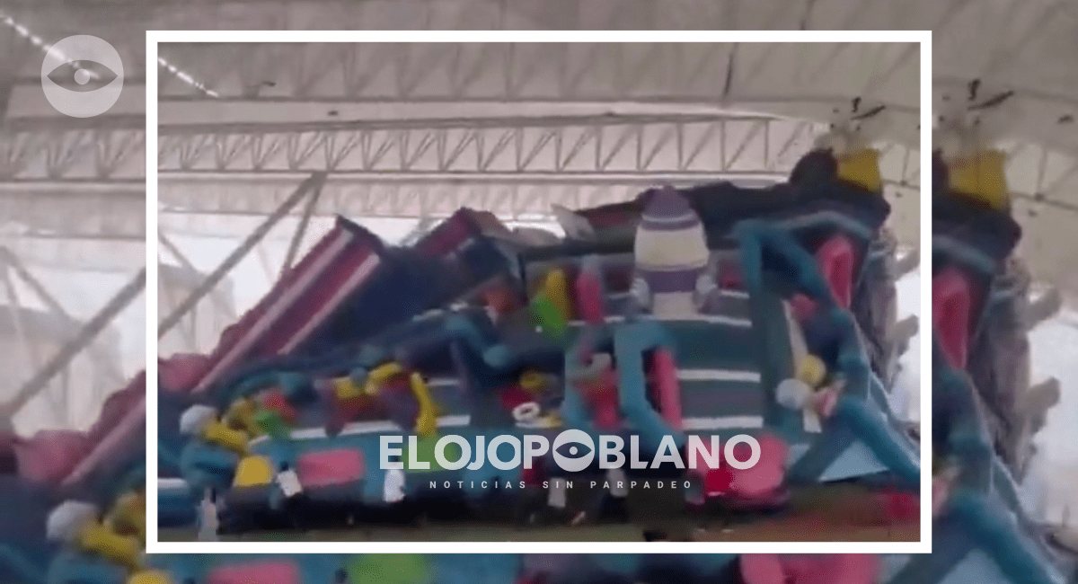 El inflable no aguantó la ráfaga y desató el caos